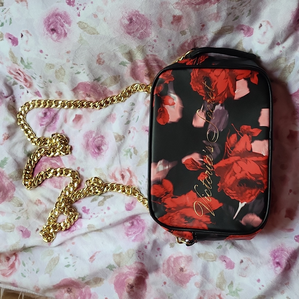 victorias secret floral chain crossbody bag